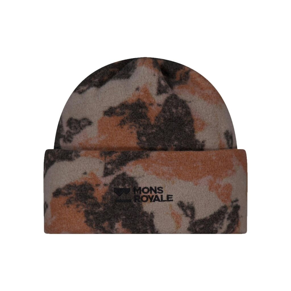 Mons royale pilup fleece beanie mtn camo orange