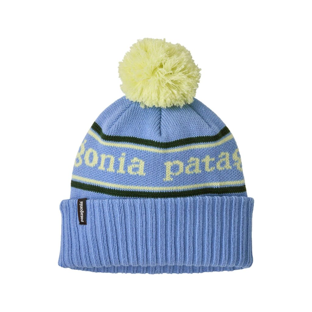 Patagonia k's powder town beanie park stripe: diver blue