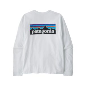 Patagonia m's l/s p-6 logo responsibili-tee fiber white