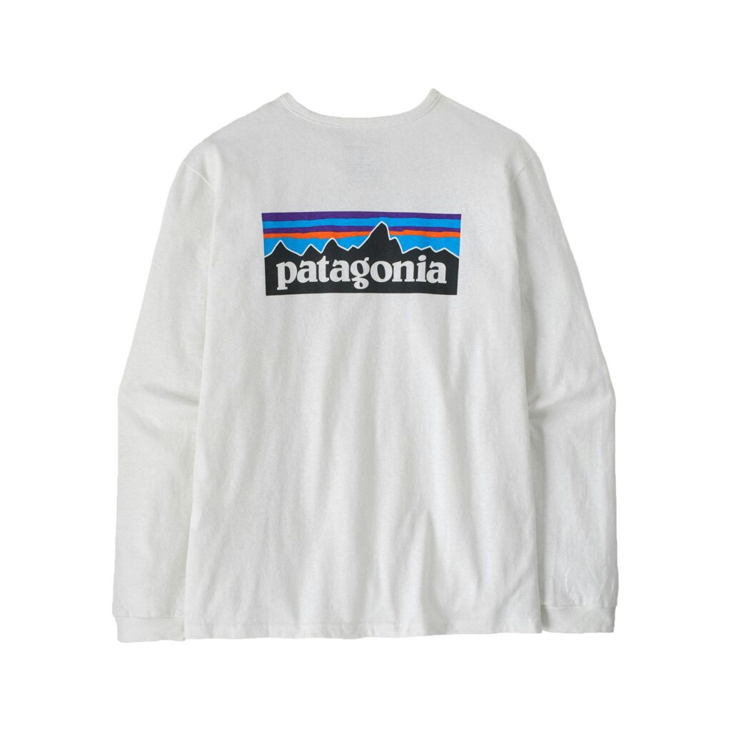 Patagonia w's l/s p-6 logo responsibili-tee fiber white
