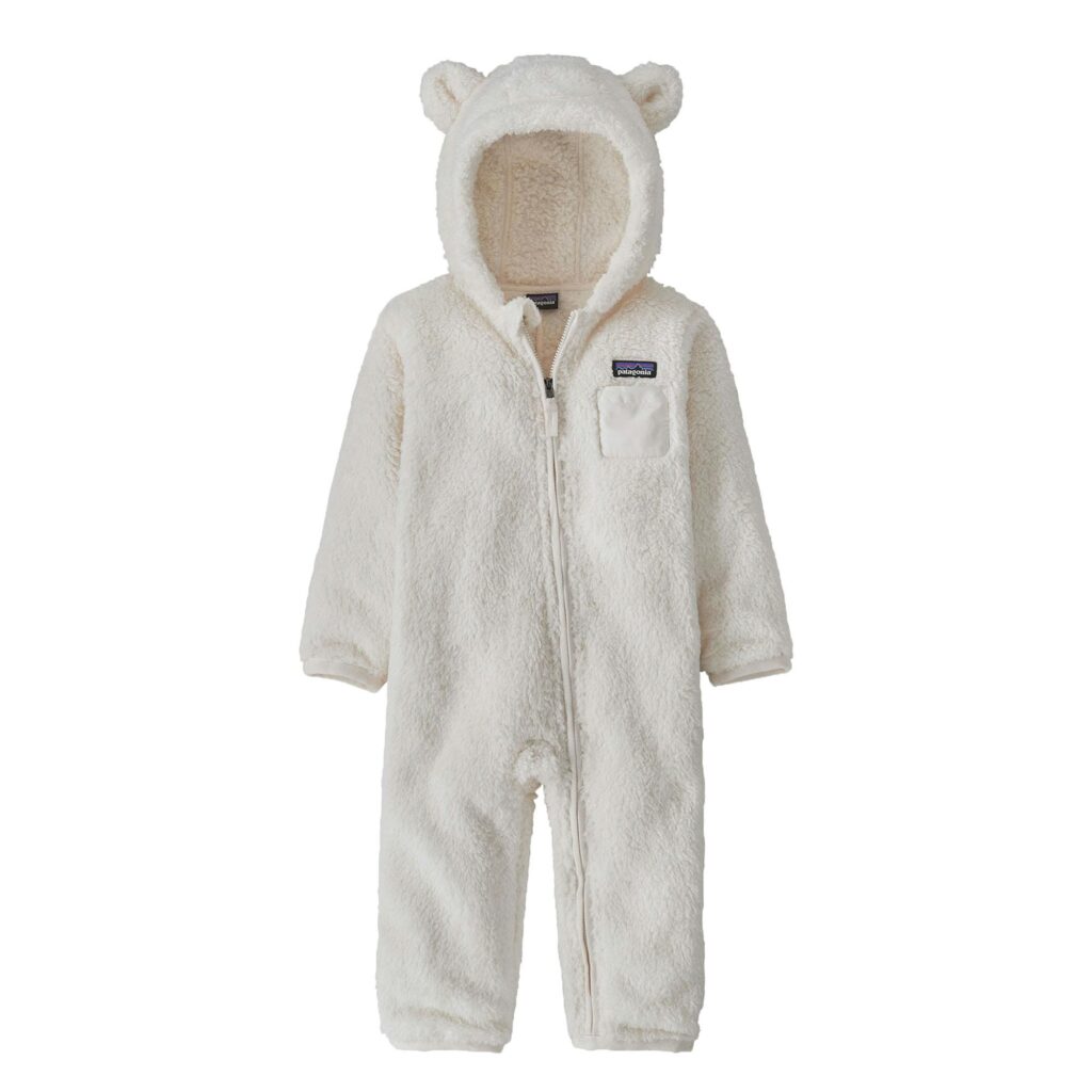 Patagonia baby furry friends bunting birch white
