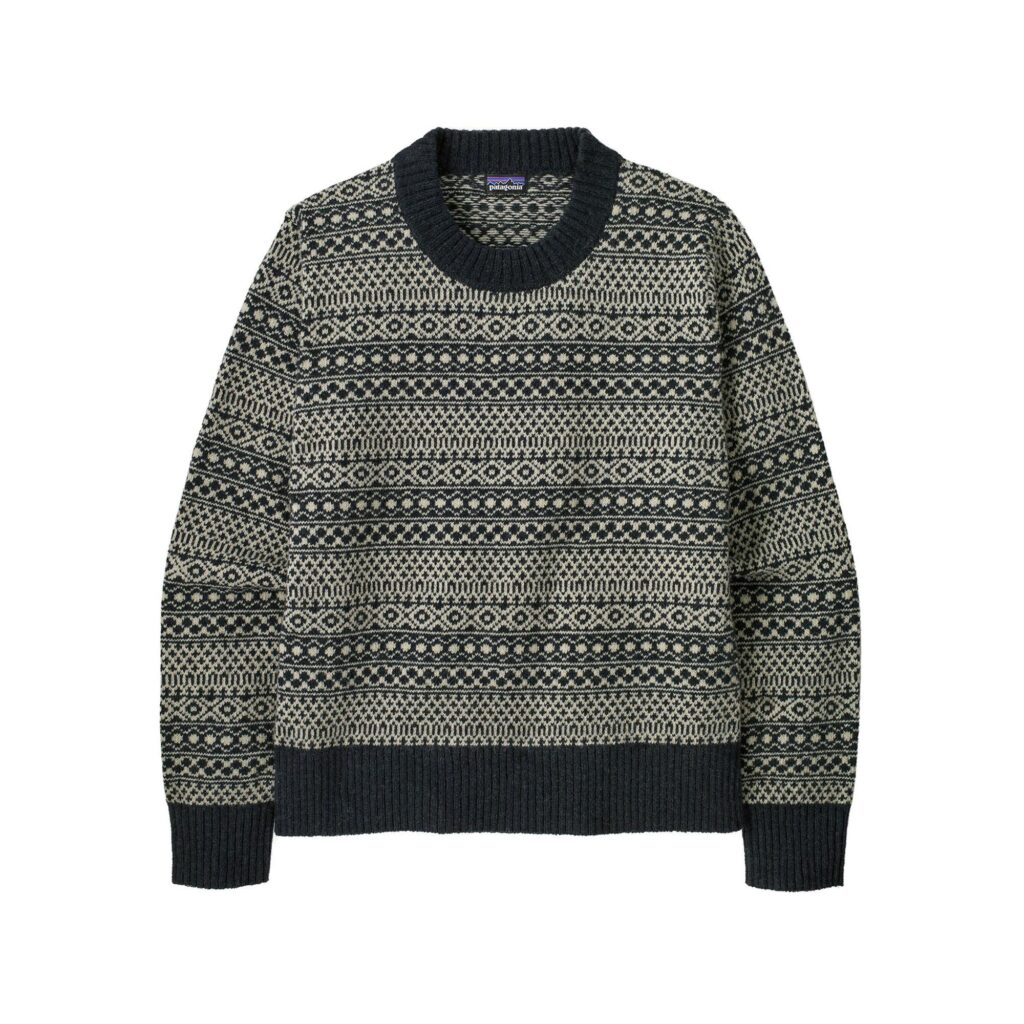 Patagonia w's recycled wool-blend crewneck sweater fireside: sunken blue