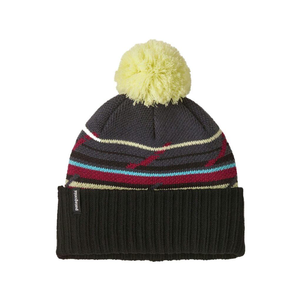 Patagonia k's powder town beanie mountain minded geo: smolder blue